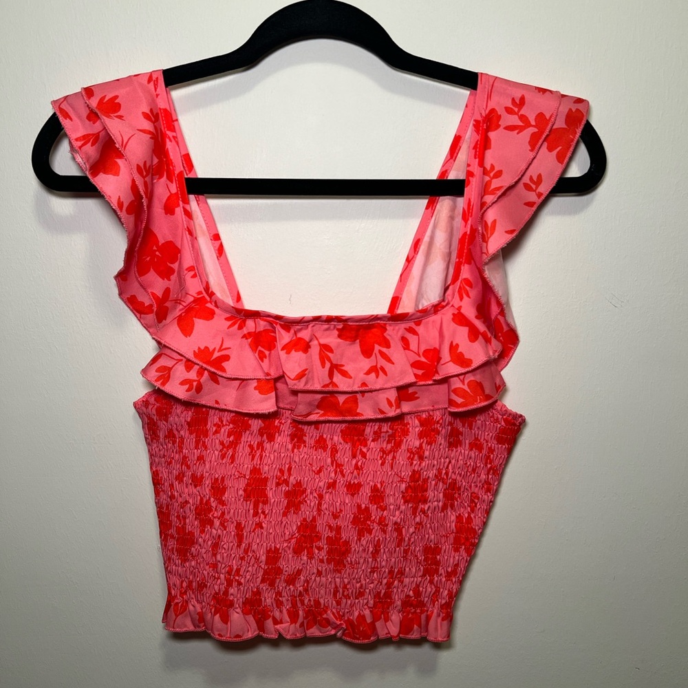 Floral Pink Ruffle Top